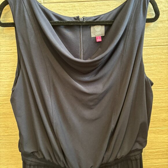 💙Vince Camuto Navy Jumpsuit Size L Draw String Waist Sleeveless Flared legs - Picture 6 of 16
